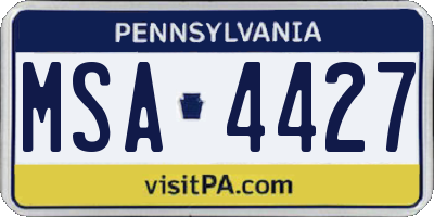 PA license plate MSA4427