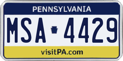 PA license plate MSA4429