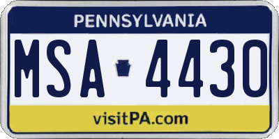 PA license plate MSA4430