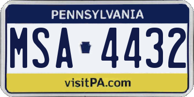 PA license plate MSA4432