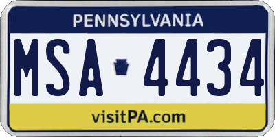 PA license plate MSA4434