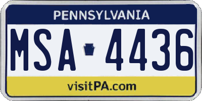 PA license plate MSA4436