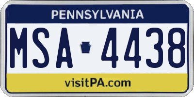 PA license plate MSA4438