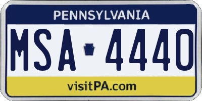 PA license plate MSA4440