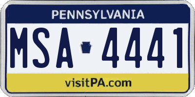 PA license plate MSA4441