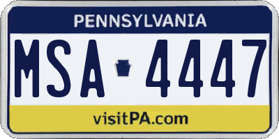 PA license plate MSA4447