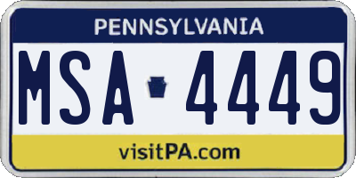 PA license plate MSA4449