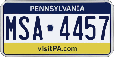 PA license plate MSA4457