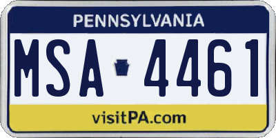 PA license plate MSA4461
