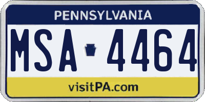 PA license plate MSA4464