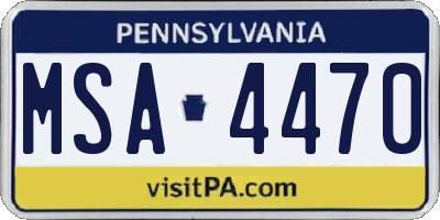 PA license plate MSA4470