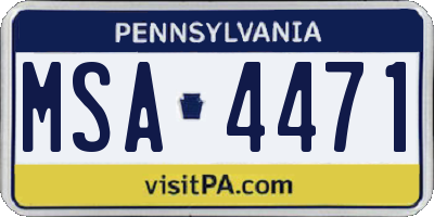PA license plate MSA4471