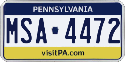 PA license plate MSA4472