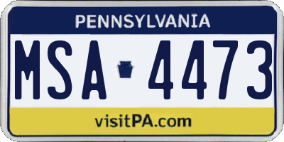 PA license plate MSA4473