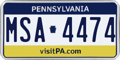 PA license plate MSA4474