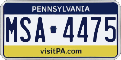 PA license plate MSA4475