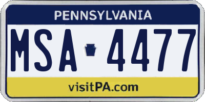 PA license plate MSA4477