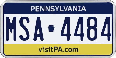 PA license plate MSA4484