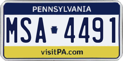 PA license plate MSA4491