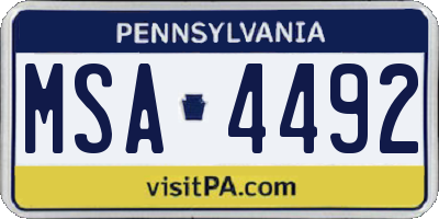 PA license plate MSA4492