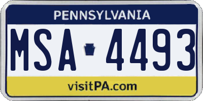 PA license plate MSA4493