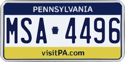 PA license plate MSA4496