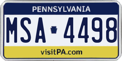 PA license plate MSA4498