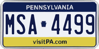 PA license plate MSA4499