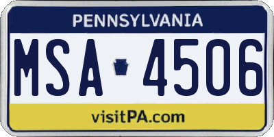 PA license plate MSA4506
