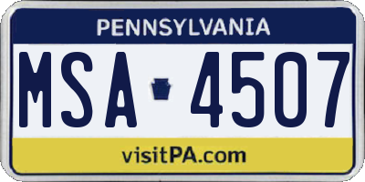 PA license plate MSA4507