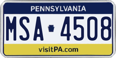 PA license plate MSA4508