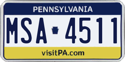 PA license plate MSA4511