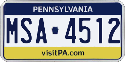 PA license plate MSA4512