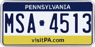 PA license plate MSA4513