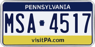 PA license plate MSA4517