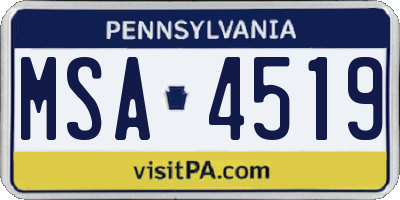 PA license plate MSA4519