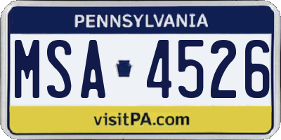 PA license plate MSA4526