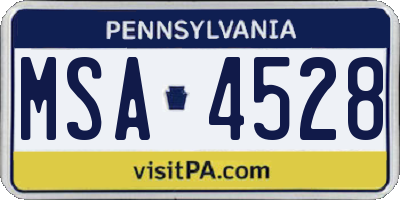 PA license plate MSA4528
