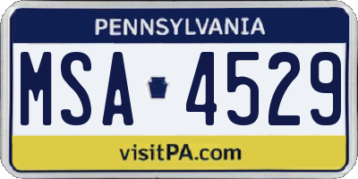 PA license plate MSA4529