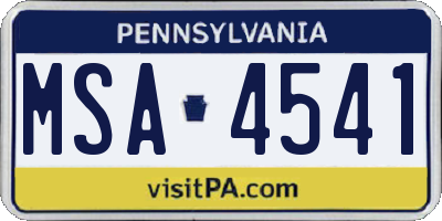 PA license plate MSA4541