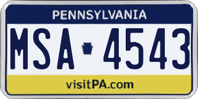 PA license plate MSA4543
