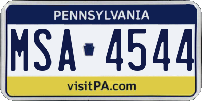 PA license plate MSA4544