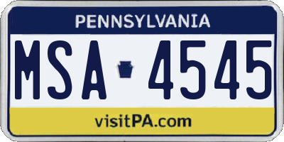PA license plate MSA4545