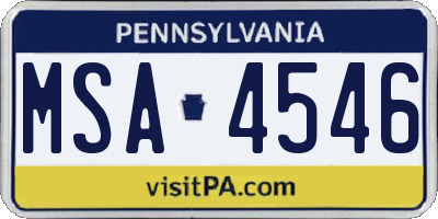PA license plate MSA4546