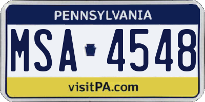 PA license plate MSA4548