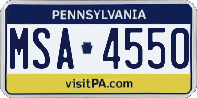 PA license plate MSA4550