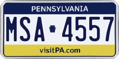 PA license plate MSA4557