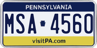PA license plate MSA4560