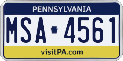 PA license plate MSA4561