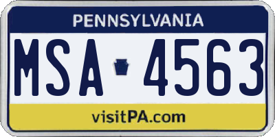 PA license plate MSA4563